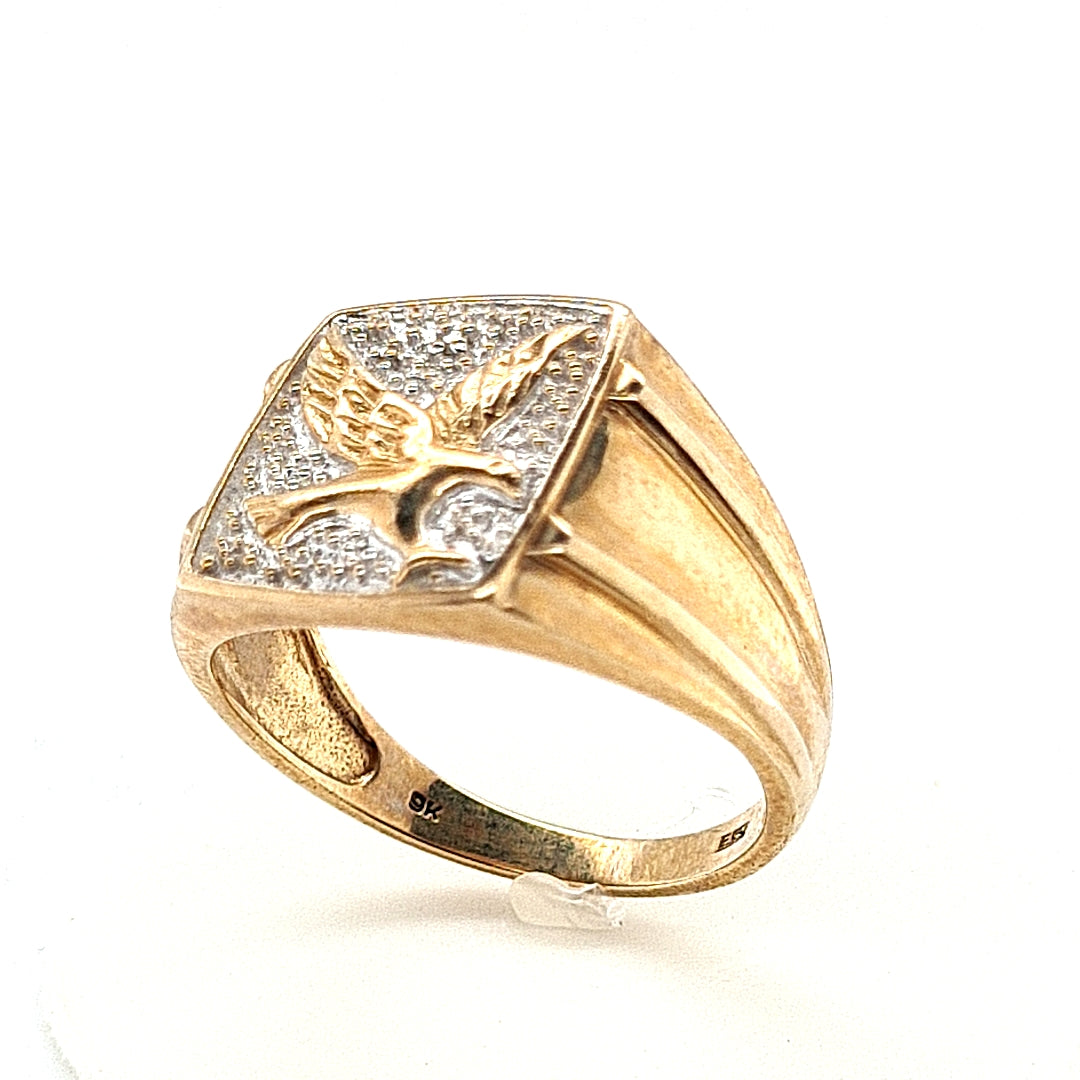 Mens gold eagle ring deals