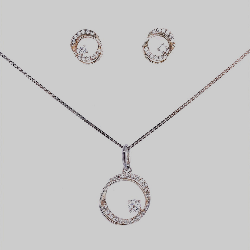 Sterling Silver Necklace Pendant & Earings