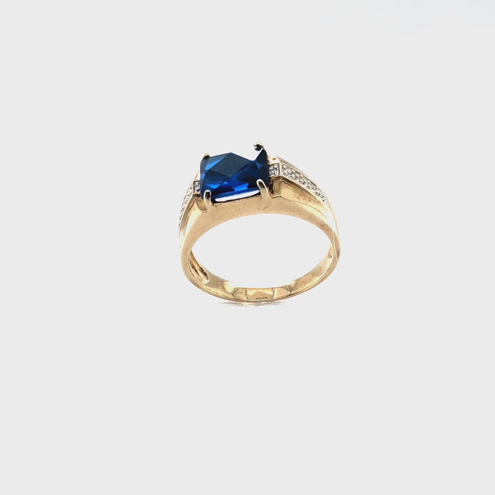 
                  
                    Load and play video in Gallery viewer, Men’s Yellow Gold Blue Sapphire Ring
                  
                